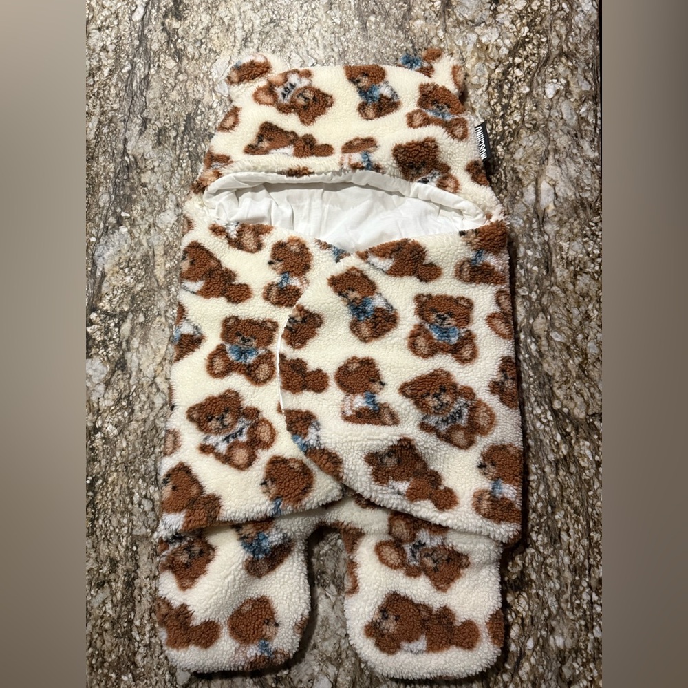 Moschino Brown and Cream Teddy Bear winter swaddle